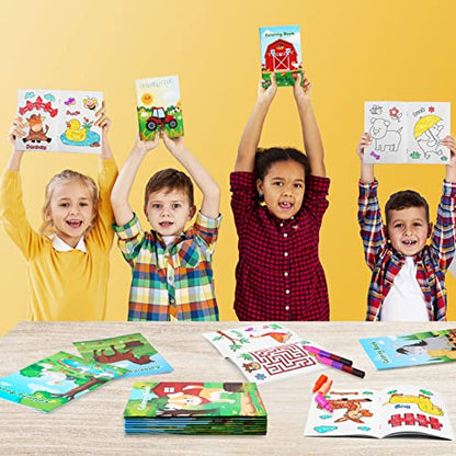 BenLouis 24 Pcs Farm Animals Mini Coloring Books for Kids Party Favors - style: Farm