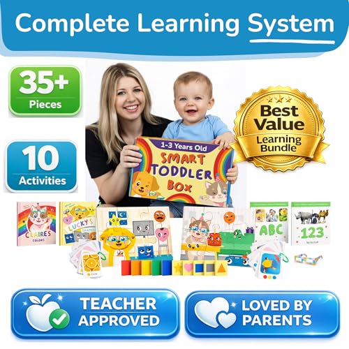 Preschool Montessori Learning Kit With Busy Book For Toddlers 1-3- Baby Flash Cards - Quiet Activity Books - Puzzles Ages 2-4 - Flashcards 3-5 Years - 1 Year Old Boy Gifts -1st Birthday Toys For Girls - color: Yellow, size: Smart Box