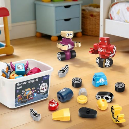 STEM Magnetic Robot Building Toys for Kids 3-5 and 4-8, 36 Pieces Transformable Stacking Robot Blocks with Storage Box, Creative Learning Christmas and Birthday Gifts for Boys Girls 3-8 - size: 36 PCS Space Magnetic Robot
