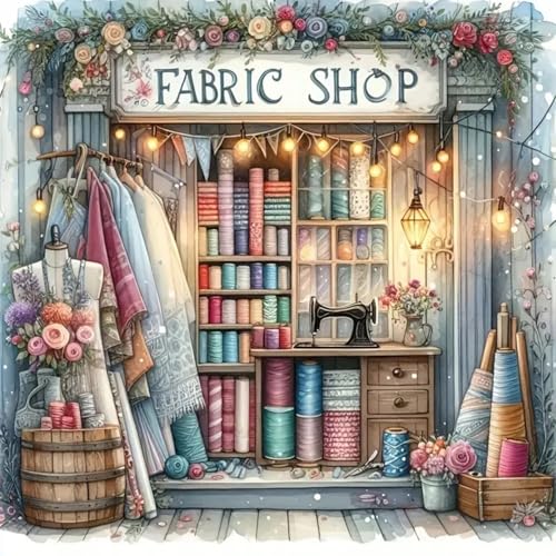 CHWGLFGG 5D Fabric Shop Diamond Art Kits for Adults Beginners 13.7x13.7inch - color: KM606-1