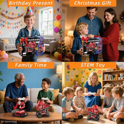 5 in 1 Robot Building Set with RC & APP for Boys Kids Age 8-14 - color: 5in1 Red Robot