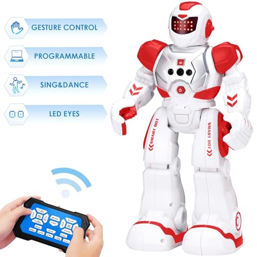 KingsDragon Robots Toy for Kids, RC Robot Gesture Sensing Smart Toy - color: Red