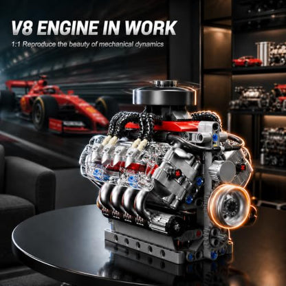 Sosuy V8 Car Engine Model Kit Mini Motor Building Blocks Sets that can Runs - color: V8 Engine