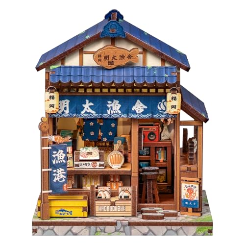 Cutefun DIY Miniature House Kit, 129 Pcs 3D Wooden Puzzle Tiny House - color: Fukuoka Mentaiko Kitchen