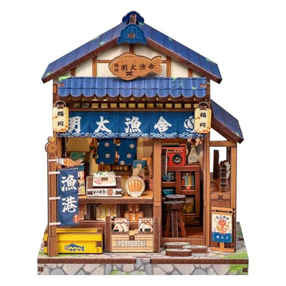 Cutefun DIY Miniature House Kit, 129 Pcs 3D Wooden Puzzle Tiny House - color: Fukuoka Mentaiko Kitchen