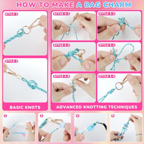 Funtopia DIY Bag Charms, 394 Pcs Acrylic Bead Keychain Making Kit
