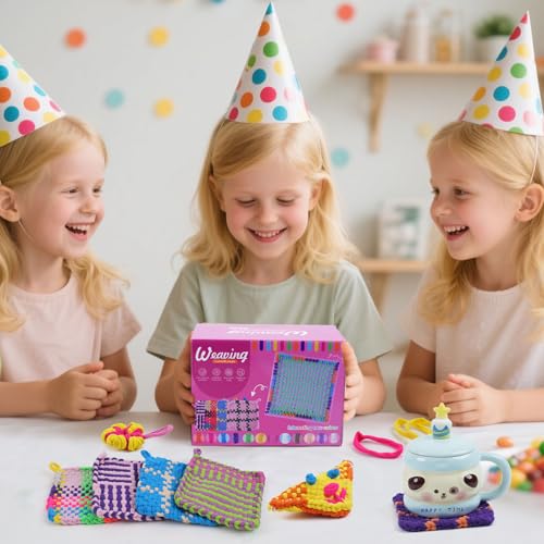 QPOU Weaving Loom Kit for Girls - Creative Toy Gift for Kids Ages 6-8 8-12, DIY Craft Kit to Make Potholders and Bracelets, Arts and Crafts Knitting Set for Beginners