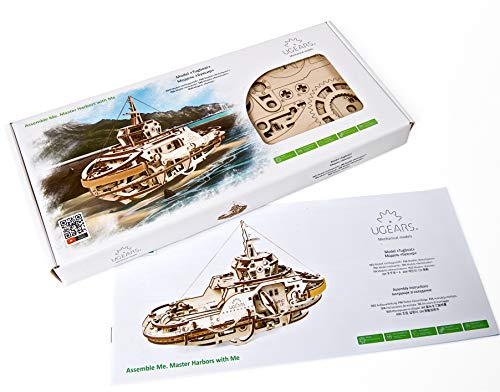 Tugboat Ugears 3D Mechanical Wooden Model for Self Assembling, DIY, Brainteaser