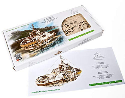 Tugboat Ugears 3D Mechanical Wooden Model for Self Assembling, DIY, Brainteaser