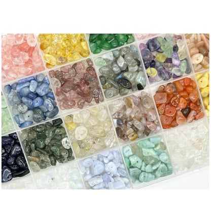 Yephac Gemstone Chips Beads DIY Jewelry Making, Healing Crystals Polishing Crushed Irregular Shaped Beads with Box(24 Colors-1) - color: 24 colors-1