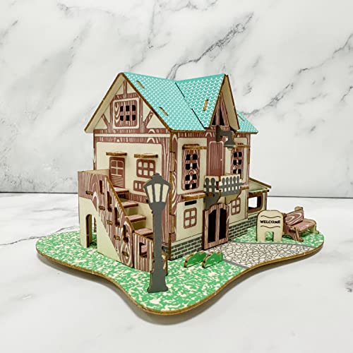 Log Cabin Mini House 3D Wooden Puzzle Building Kit for Adults Teens