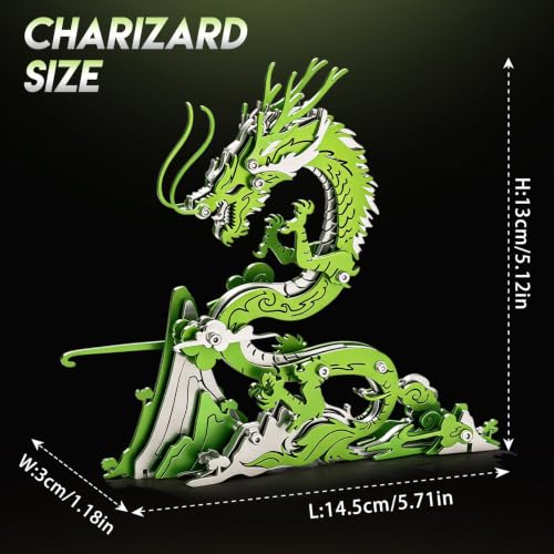 3D Metal Puzzle Mechanical Model Kit Cyan Dragon Stainless Steel - color: A8-cyan Dragon