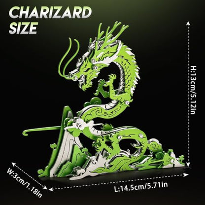 3D Metal Puzzle Mechanical Model Kit Cyan Dragon Stainless Steel - color: A8-cyan Dragon