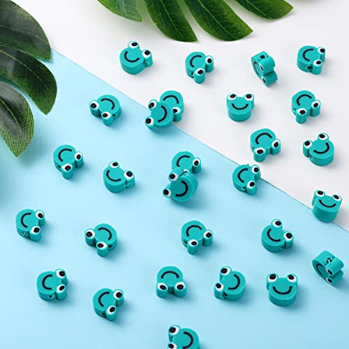 100pcs Frog Polymer Clay Spacer Beads for Women Jewelry Making DIY Bracelet Necklace Hair Clip Accessories (Frog) - color: Frog