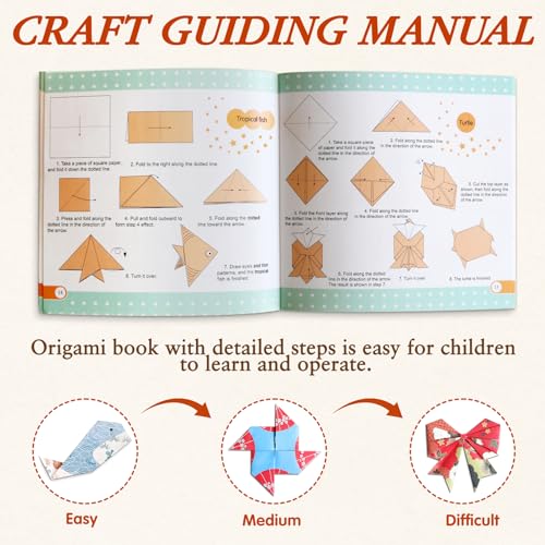 Pigipigi Kids Craft Origami Paper | 360 Pcs Origami Kit for Kids Ages 5-12