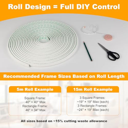 Peel and Stick Wall Molding Kit, 49.2FT x 0.91" EVA Flexible Trim for Interior Walls Projects, Self-Adhesive Peel and Stick Crown Trim for Wainscoting Panels and Decorative Wall Panels - size: 49.2FT x 0.9'' W