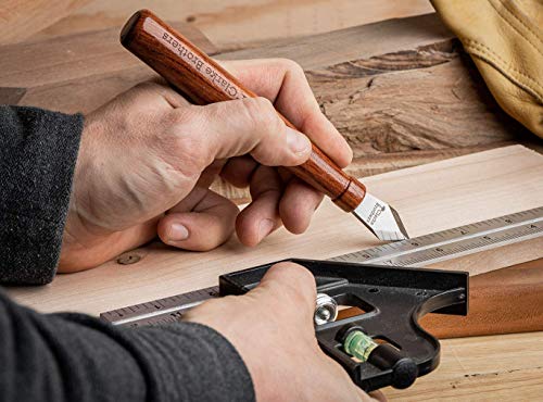 Clarke Brothers Marking Knife and Real Leather sheath – Wood Marking Gauge – Premium Woodworking Tool with High Carbon Steel Blade – Quality with Sharp Blade – Beautiful Wooden Handle