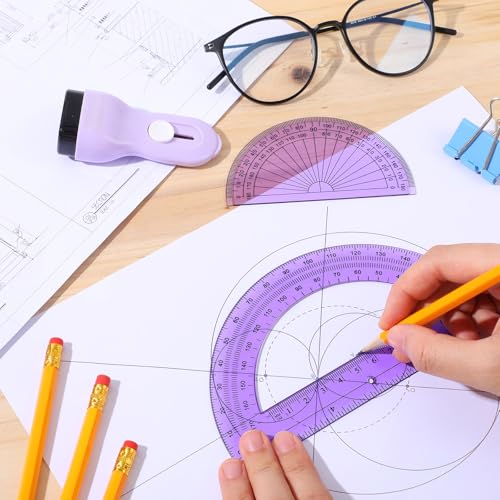 EBOOT 2 Pcs Plastic Protractors - color: Purple