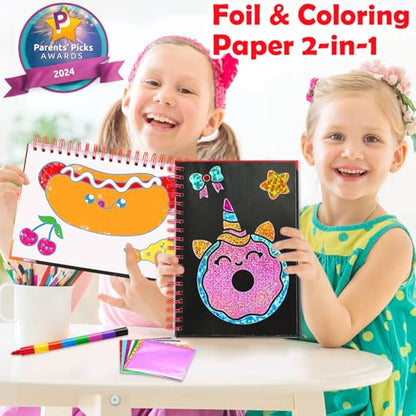 FUNNYB&G Foil Art Craft Kit for Kids, Sparkly Birthday Gift Toy for Girls - style: Food