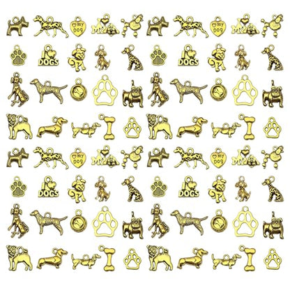 WOCRAFT 60pcs Antique Gold Dogs Charms for Jewelry Making Sets DIY Necklace Bracelet Keychain Crafting Charms Kit Craft Supplies (SN858) - color: Antique Gold, size: Dogs Charms