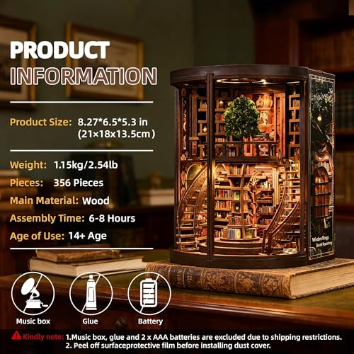 CRIOLPO Book Nook Kits DIY Miniature House Kit with LED Lights for Adults - color: Wisdom Annual Rings