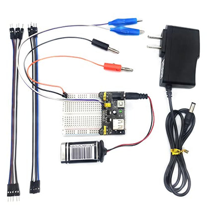 arduino Power Supply Breadboard 3.3V 5V Power Supply Module+Minidodoca 9V 1A Adaptor 5.5 x 2.5mm+Alligator Clip Test Leads+Banana Plug Kit for Arduino UNO, Raspberry Pi, STM32 Electronic DIY etc - size: 1pcs Power Supply Module Kit