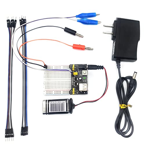 arduino Power Supply Breadboard 3.3V 5V Power Supply Module+Minidodoca 9V 1A Adaptor 5.5 x 2.5mm+Alligator Clip Test Leads+Banana Plug Kit for Arduino UNO, Raspberry Pi, STM32 Electronic DIY etc - size: 1pcs Power Supply Module Kit