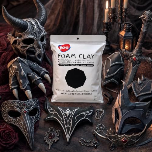 BOHS Foam Clay, Black Air Dry Modeling Clay, 1.1 lb - color: Black, size: 500 g