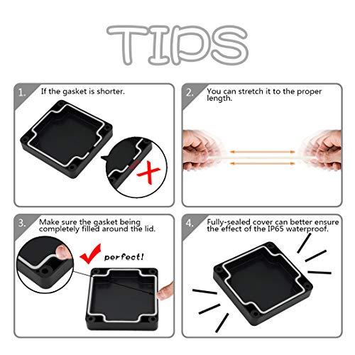 LeMotech Junction Box IP65 Waterproof Project Box Dustproof ABS Plastic Electrical Boxes Universal Enclosure for Electronic Black 3.29x 3.19x 2.2 inch (83 x 81 x 56mm)(Pack of 1) - color: Black (1 pack), size: 3.27" x 3.19" x 2.2"