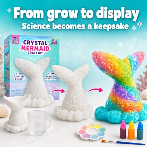 Crystal Growing Kit for Kids Ages 6-8, Mermaid STEM Science Craft Toy - color: Mermaid Crystal