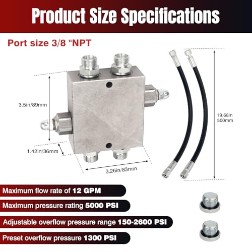 Mini Excavator Cushion Valve Kit, Complete Swivel Motor Assembly, 3/8" NPT, Heavy Duty Replacement Parts for Mini Excavators