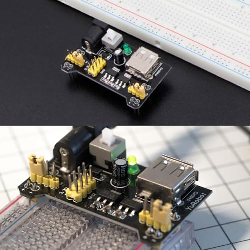 5 Sets 3.3V 5V MB102 Solderless Breadboard Power Supply Module with 9V Battery Clip Power Cable 2.1x 5.5mm Male DC Jack Plug for Arduino (Pack of 5) - size: 5 Set