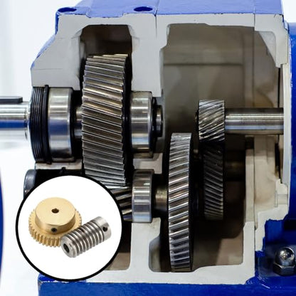 uxcell Worm Gear Set 40T 0.8 Module 1:40 Reduction Rate, Right Rotation Drive Gear Box Wheel Reduce Transmission Part (Brass Gear-4mm Bore, 1045 Steel Rod 6mm Bore) - size: Gear-4mm, Rod-6mm Bore, style: 0.8M-40T