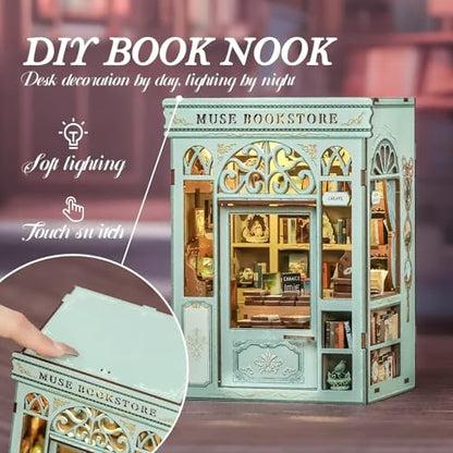 Fsolis Book Nook Kit - 3D Wooden Puzzles for Adults (Muse Bookstore) - color: Muse Bookstore