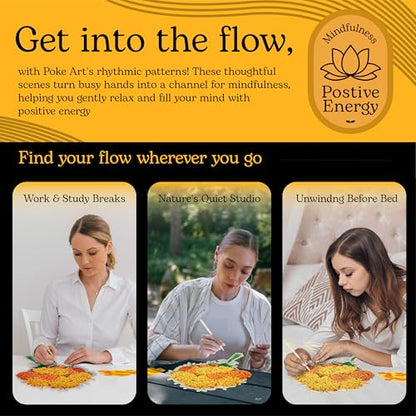 Unwynd Poke Art Marigold Flower Bouquet Kit for Adults, Women and Teens - style: Marigold