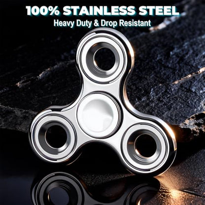 Fidget Toys Adults,Electroplated Metal Fidget Spinner Stress Reducer,High Speed 3-5 Min Quite Spins,Fidgets for Adults & Teens & Kids Age 6+(Silver) - color: Silver