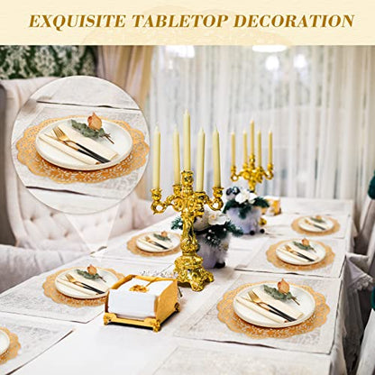Yexiya 200 Pcs Lace Paper Doilies 14 Inch Round Foil Placemats, Gold - color: Gold