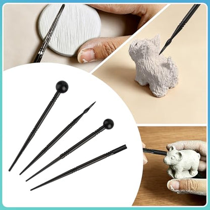 Aukney 100ML Air Dry Clay Glaze and 29pcs Tool Kit, High Gloss Air Dry Clay Glaze, Sealant, Prevent Clay from Cracking, and Scratch Resistant - Pottery Tools for Stippling, Shaping Clay Crafts