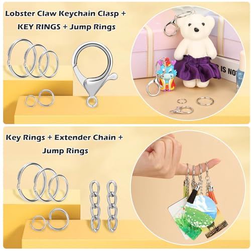 PAXCOO 300PCS Keychain Making Kit, Keychain Craft Supplies Including Key Chain Clips, Lanyard Snap Hooks, Key Rings and Jump Rings for Key Chain Making, Purse Making, Lanyard Making - color: Silver