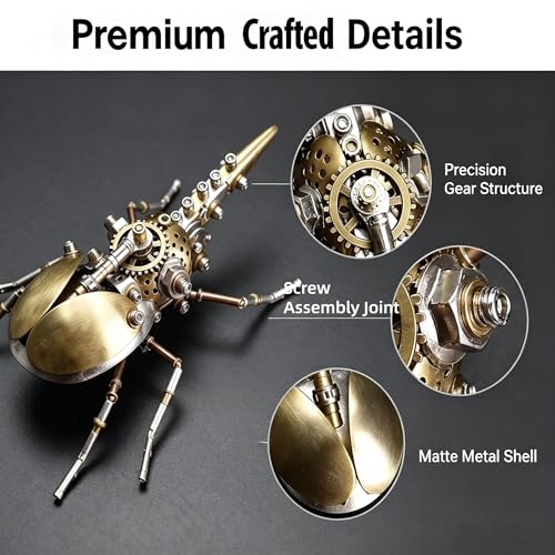 Steampunk Mechanical Rhinoceros Beetle Insect 3D Metal Puzzle Model Kits 160+ Parts 2-3 Hours Build Cool Desk Decor Christmas & Birthday Gift for Men Adults Father (Aristolochia) - style: Aristolochia