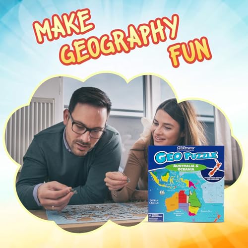 GeoPuzzle Australia & Oceania Jigsaw Puzzles,50 Pc Puzzle for Kids Ages 6+ - color: 1 Set-australia & Oceania