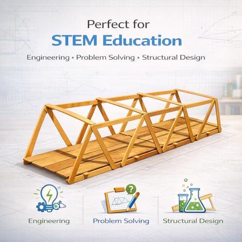 Perfect Stix Wooden Truss Bridge Kit – STEM Bridge Kit Complete with Instructions Made in USA - Great for School Projects/STEM Based Learning