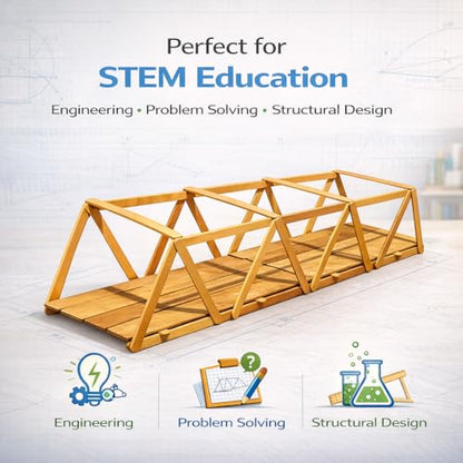 Perfect Stix Wooden Truss Bridge Kit – STEM Bridge Kit Complete with Instructions Made in USA - Great for School Projects/STEM Based Learning