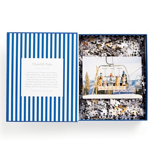 Gray Malin Chairlift Pups Aspen 1000 Piece Puzzle, Collector Book Box - color: Colorful