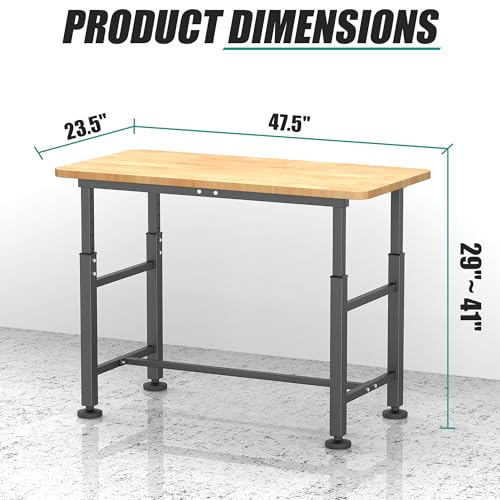 EVERHANGER Workbench for Garage, Heavy Duty Adjustable Height Work Table - size: Large