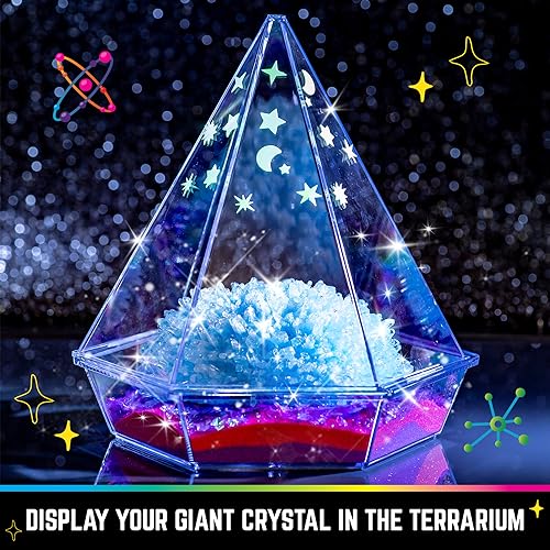 Original Stationery Starry Night Giant Crystal Growing Terrarium Kit for Kids, Fun Crystal Growing Kit with Glow in The Dark Stickers and Glitters, Awesome Gift Idea and Science Kits, Ages 3-14 - style: Starry Night
