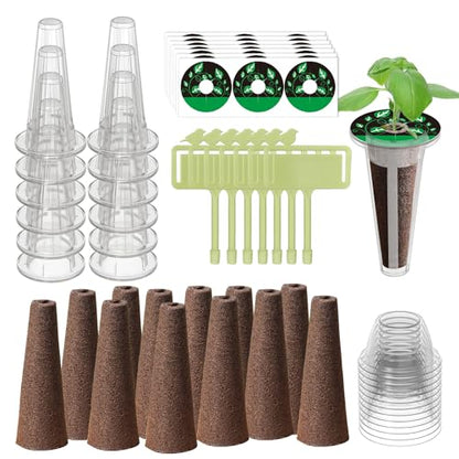 84 pcs Hydroponic Pod Kit for Aero Garden with 12 Grow Baskets, 12 Grow Sponges, 12 Grow Domes, 12 Plant Labels and 36 Seed Pod Label Stickers for All Hydroponics Garden Growing System