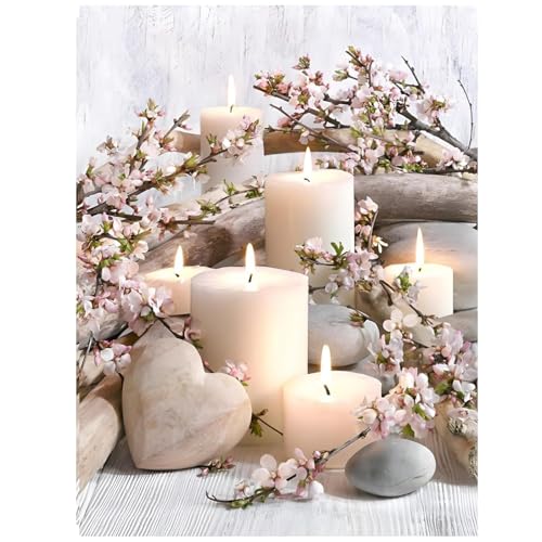 hkejoi Candle Diamond Art Kits for Adults, Diamond Painting Kit 12x16 Inch - color: Style 59