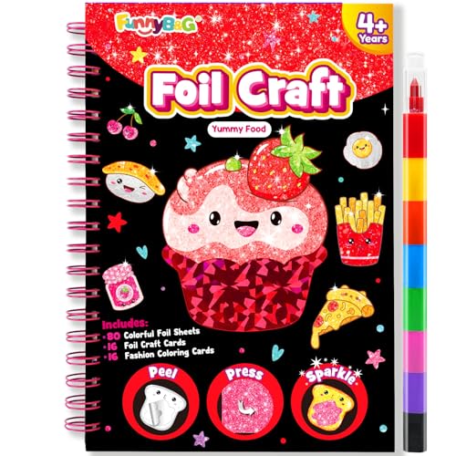 FUNNYB&G Foil Art Craft Kit for Kids, Sparkly Birthday Gift Toy for Girls - style: Food