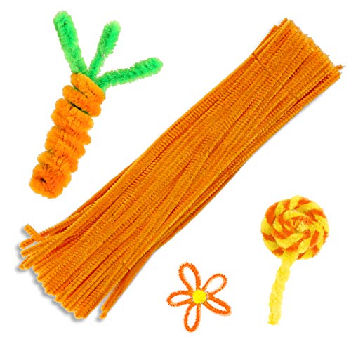 100 PCS Pipe Cleaners Craft, Orange Pipe Cleaners Bulk, Chenille Stem - color: Orange
